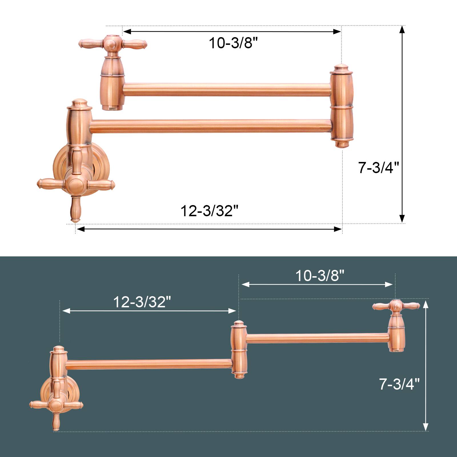 10-3/8" 7-3/4" 12-3/32" 10-3/8" 12-3/32" 7-3/4"