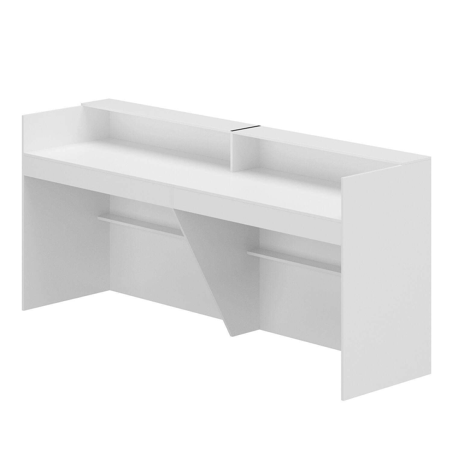 Angle. Famapy - Famapy Minimalist Café Reception Desk: Streamlined Design for Organized, Welcoming Service Areas - White.