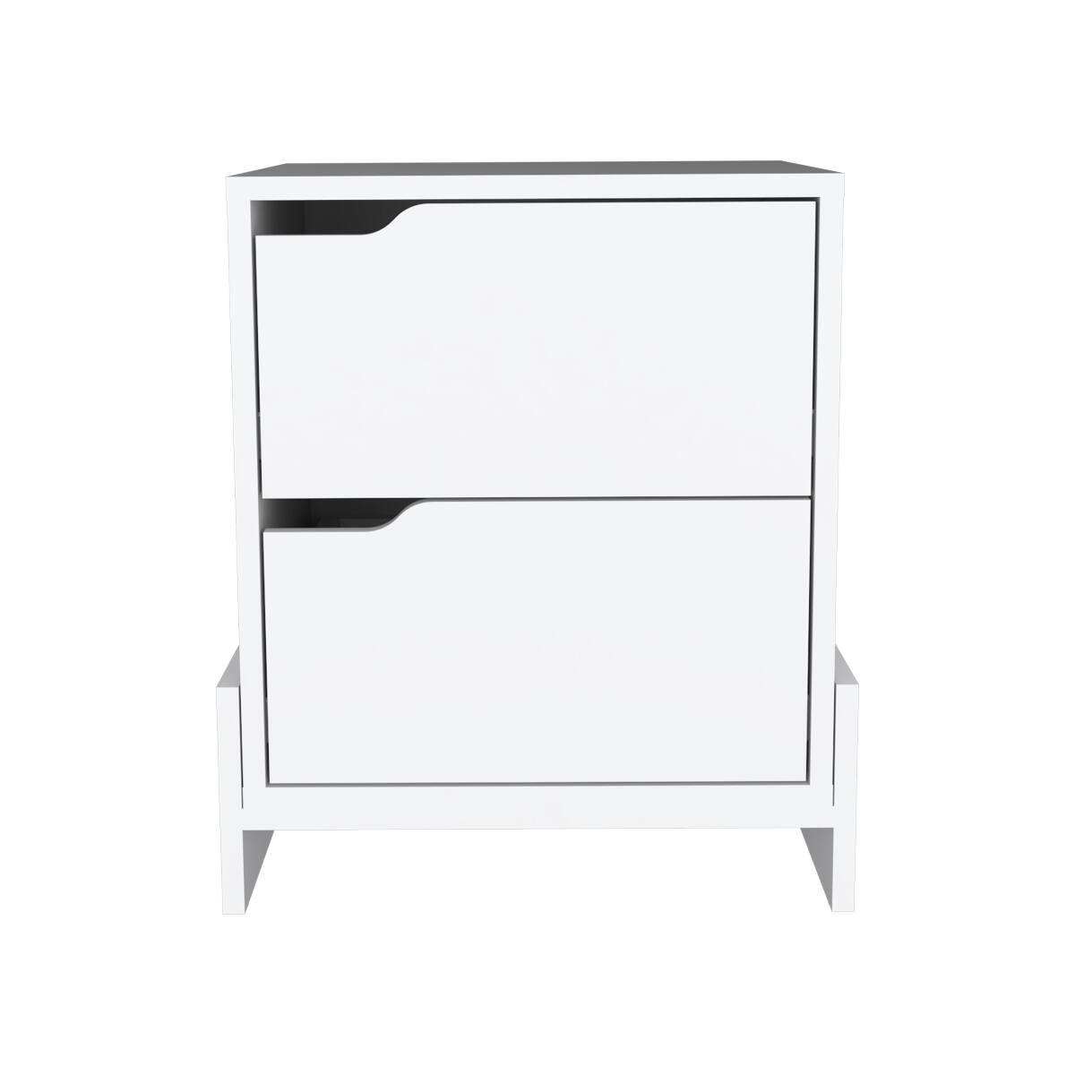 Angle. Loheer - Loheer White Modern Nightstand with Two Drawers and Shelf, Engineered Wood Bedroom Bedside Table - White.