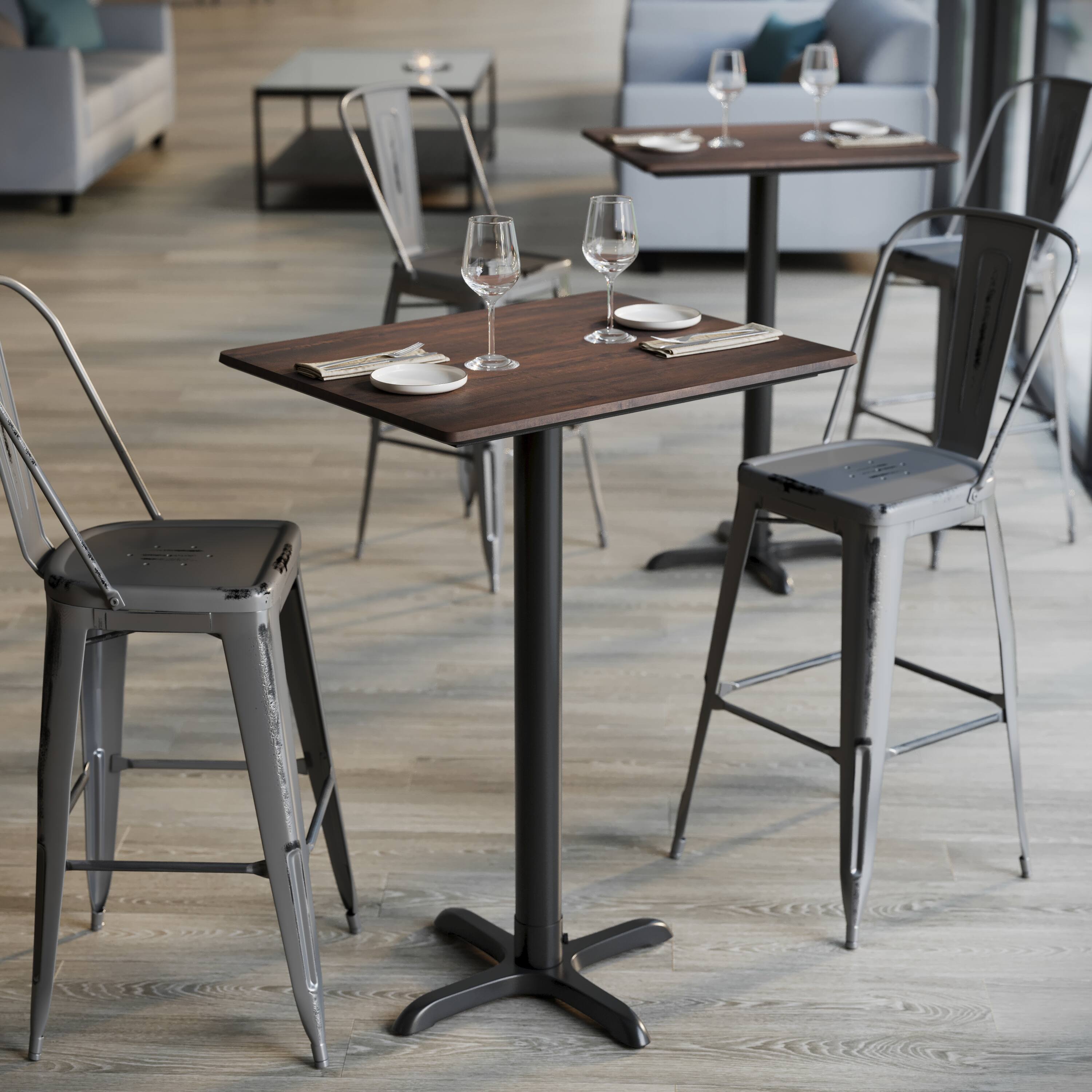 Alt View 4. Emma + Oliver - PureShield Tabletop with Seam-Free Surface Innovation and Bar Height Base - Dark Brown/Black Base.