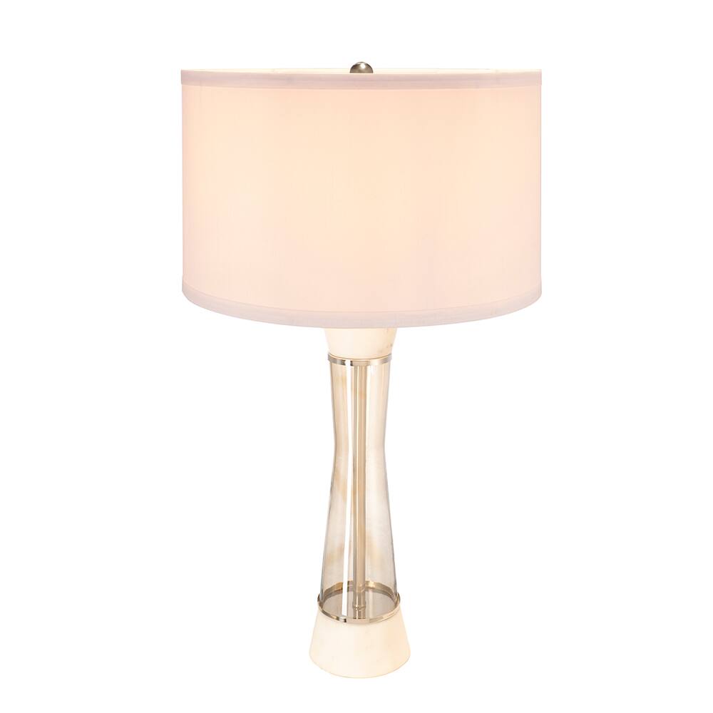 Front. Dexmalle - Dexmalle-Marble Table Lamp with Glass Cylinder-White and Bronze.