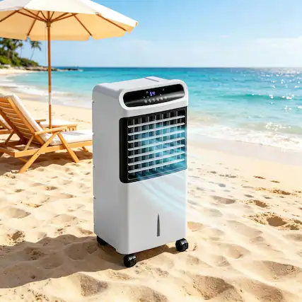 Front. Loheer - Loheer Evaporative Air Cooler, Portable Ice Cooling Fan with Remote, Mobile Room Cooler on Wheels, Gray.