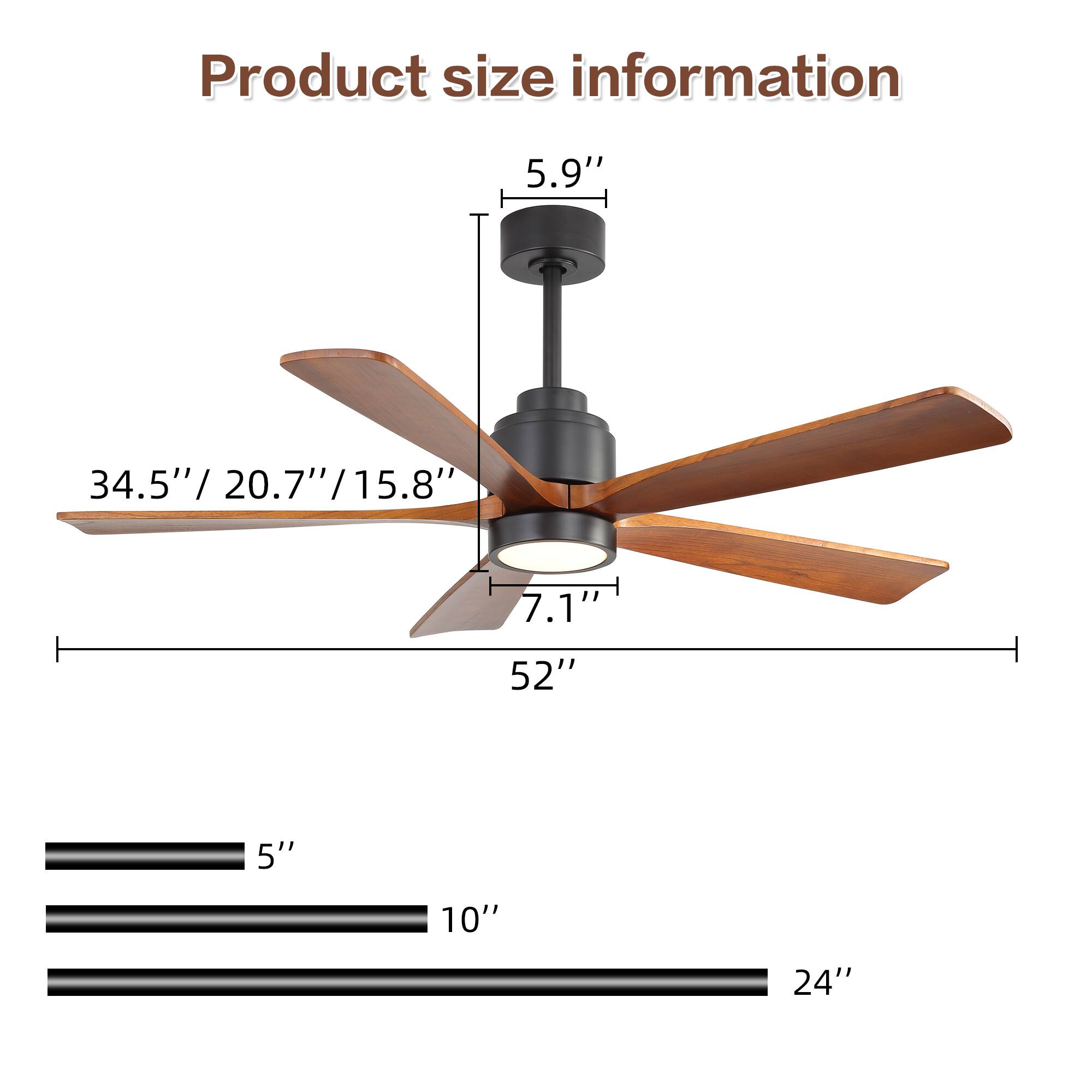 Product size information

- 5.9"
- 34.5" / 20.7" / 15.8"
- 7.1"
- 52"
- 5"
- 10"
- 24"