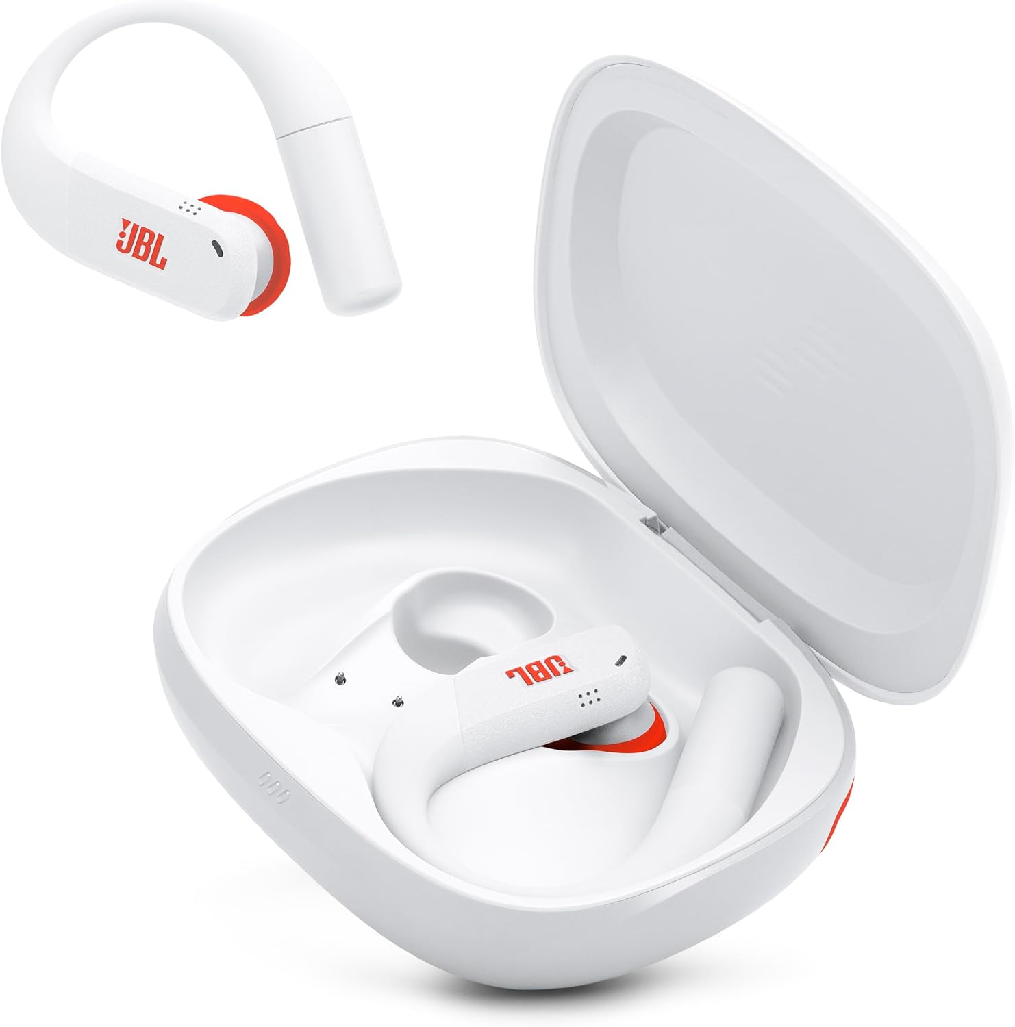 Alt View 1. JBL - Endurance Peak 4 Wireless Sport Earbuds with Case - White.