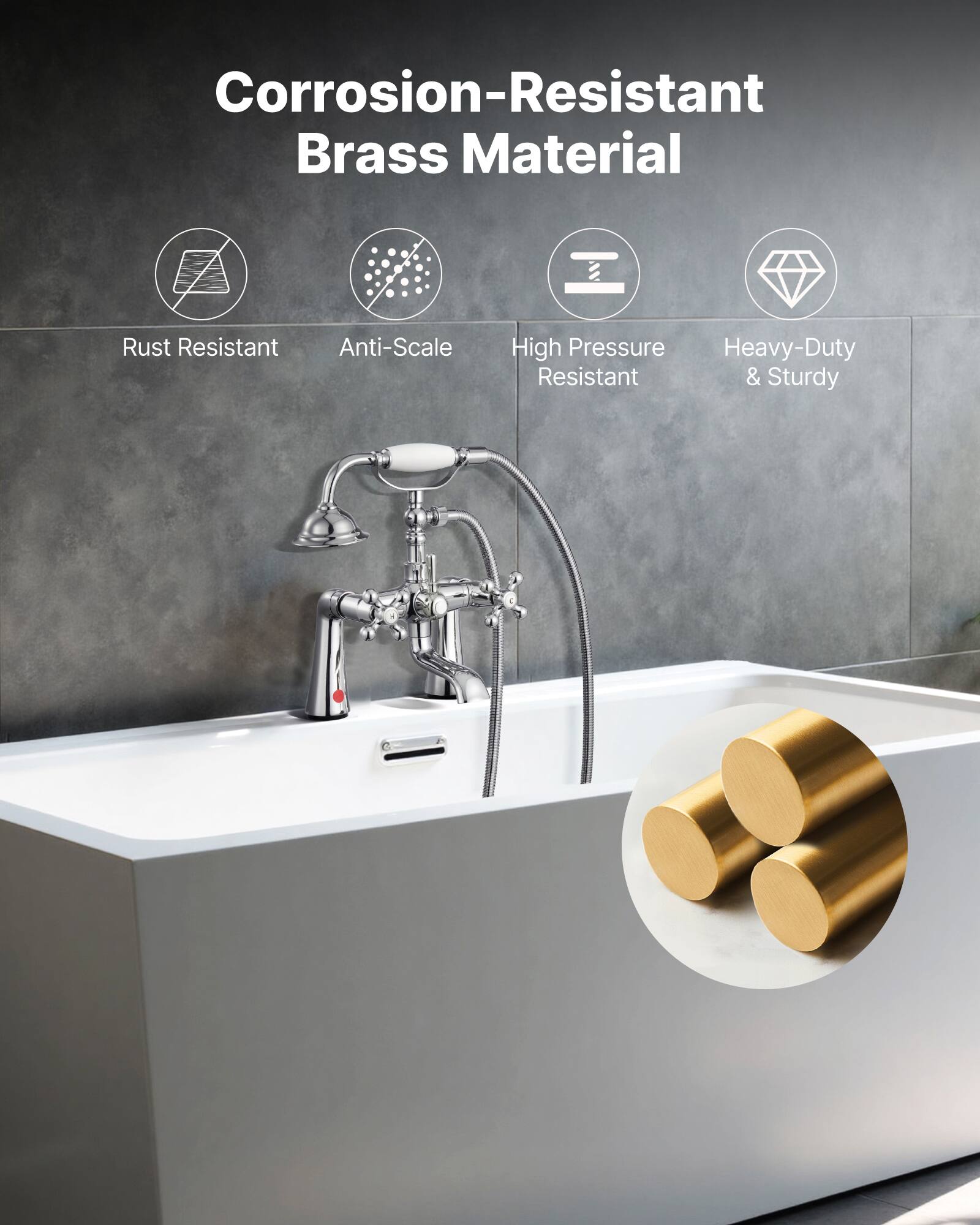 Corrosion-Resistant Brass Material  
- Rust Resistant  
- Anti-Scale  
- High Pressure Resistant  
- Heavy-Duty & Sturdy
