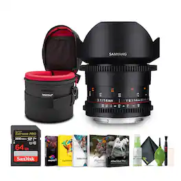 Bundle - Samyang - SYDS14M-S VDSLR II A mount 14mm T3.1 Wide-Angle Cine Lens for Sony Alpha Cameras - Black