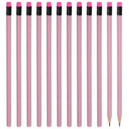 Unique Bargains - Triangle Wooden Pencils Bulk, 12pcs HB Graphite Pencils w/ Eraser for Office, Eng, Writing, Art, Drawing - Purple-Pink