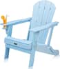 Front. Winado - Plastic Folding Adirondack Chair with Cup Holder, Waterproof HDPE Material for Outdoor Pool Lounge Chair Lawn Furniture - Blue.