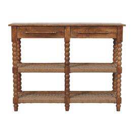 Artisan Furniture - Solid Wood Spindle Woven Console - Brown