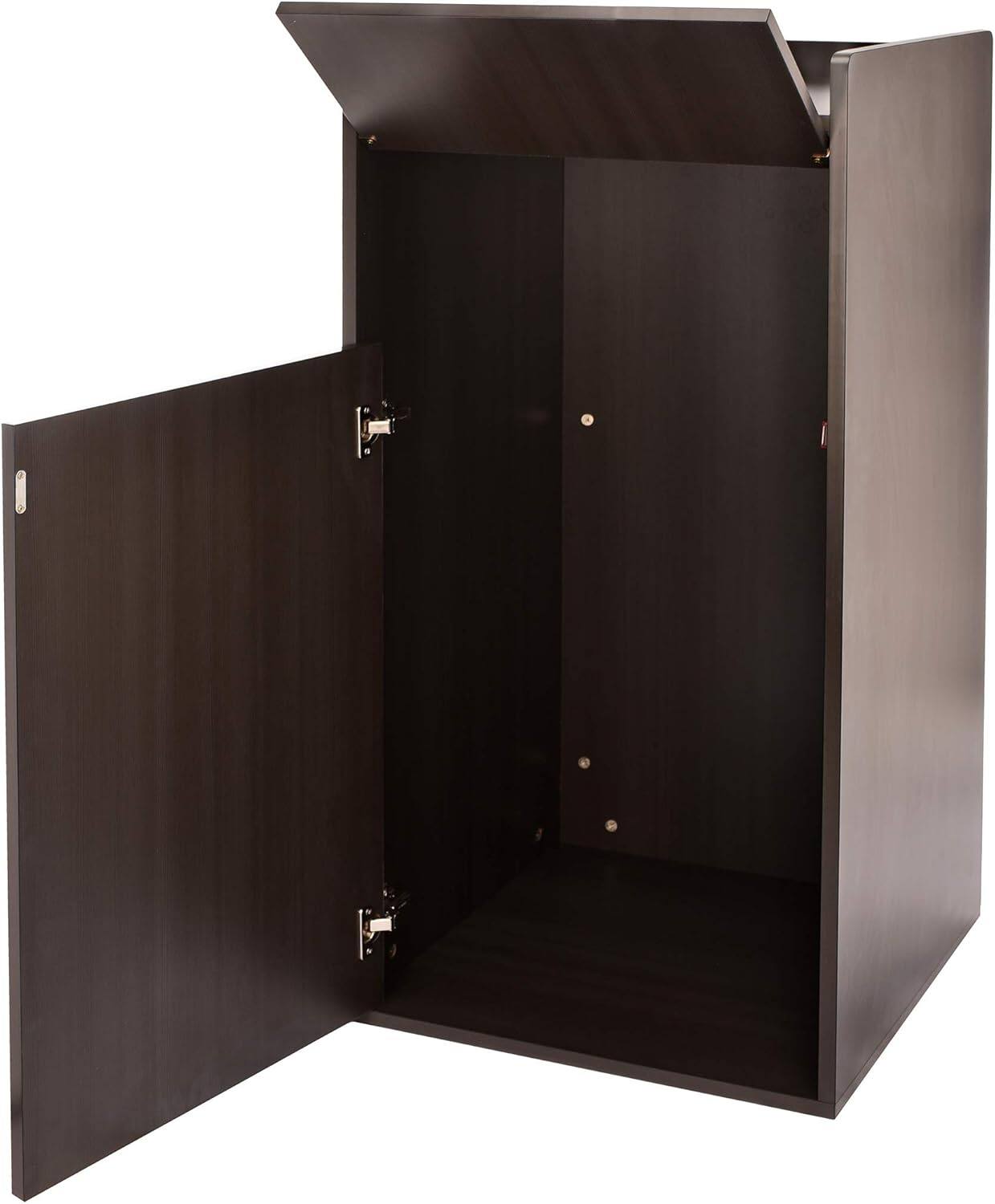 Back. Alpine Industries - 40 Gallon Wood Food Tray Top Trash Can Receptacle Enclosure - Black.