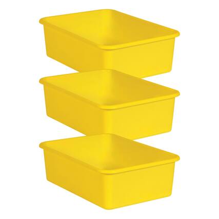 Front. Teacher Created Resources - Teacher Created Resources Yellow Large Plastic Storage Bin, Pack of 3.
