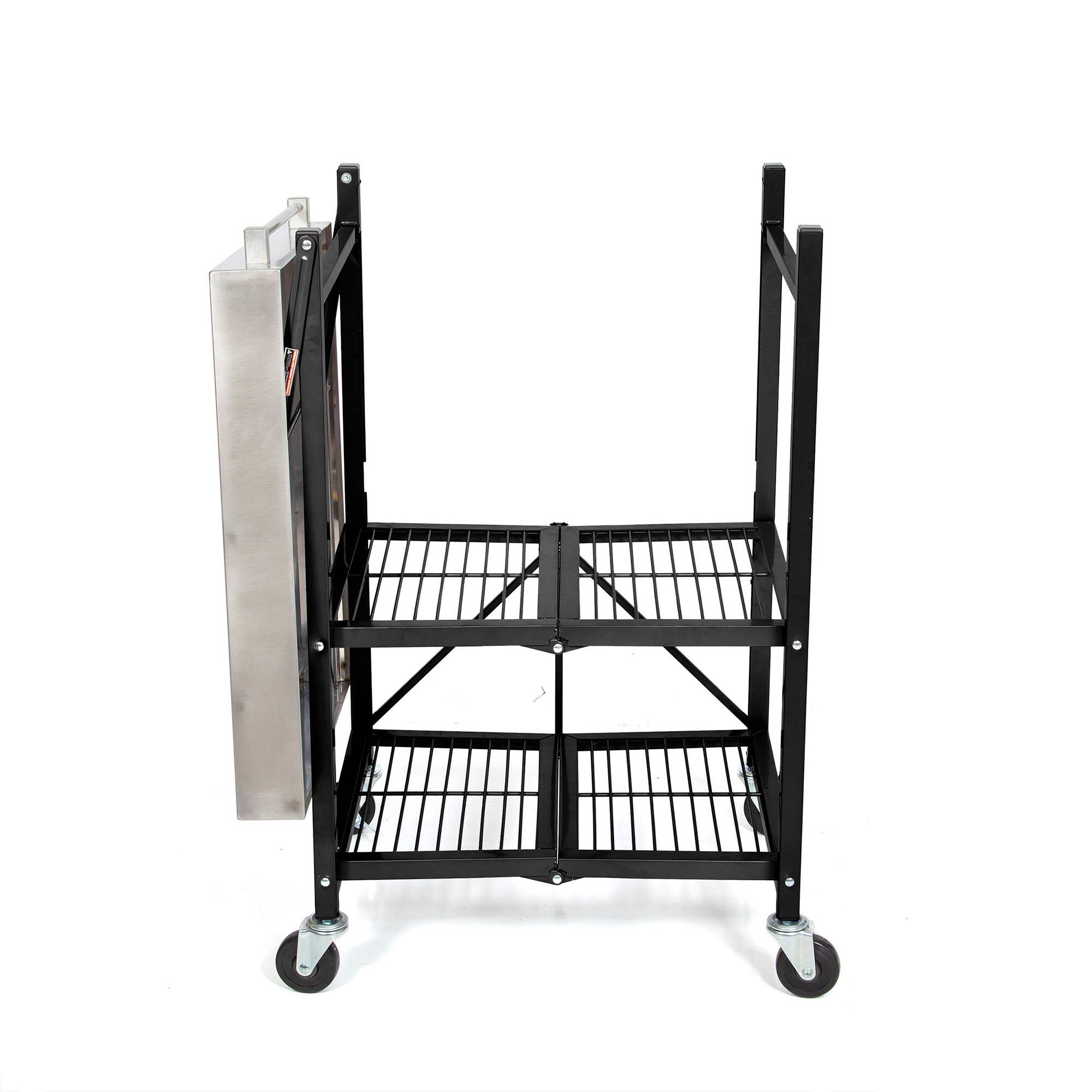 Alt View 7. Origami - Origami RBT Fully Stainless Steel Foldable Kitchen Cart with 4 Wheels, Black - Black.
