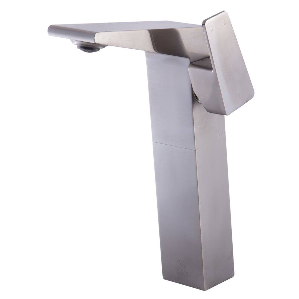 Angle. Alfi - Brushed Nickel Single Hole Tall Bathroom Faucet - Silver.