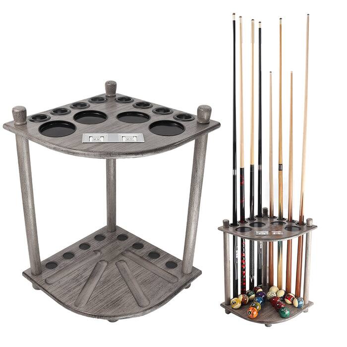 Alt View 5. GSE Games & Sports Expert - Wood 8 Corner Style Pool Cue Rack with Score Counter, Billiard Pool Cue Rack Only - Brushed Grey - Brushed Grey.