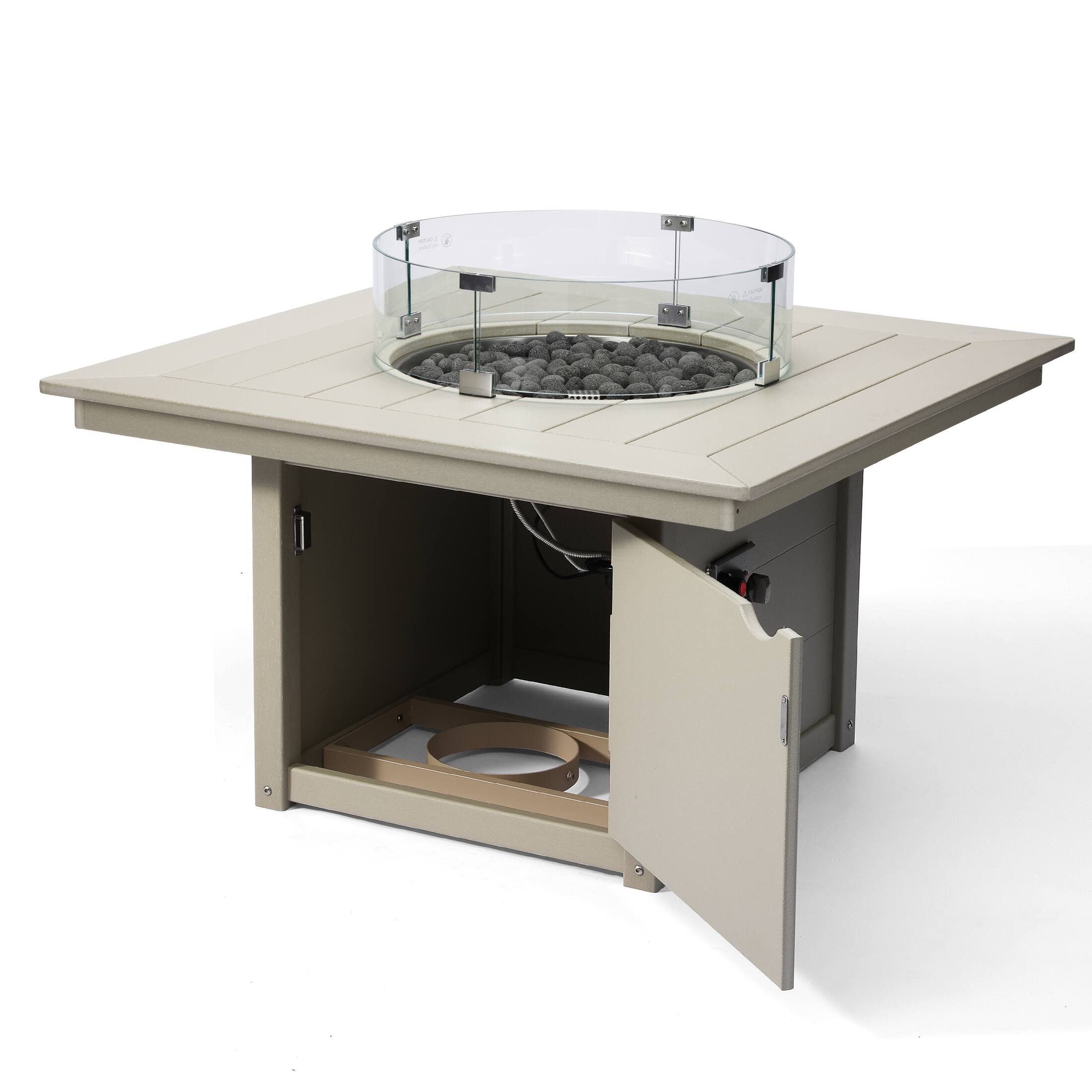 Left. WestinTrends - WestinTrends Helios 42" Modern Outdoor Patio Propane Square Fire Pit Table.