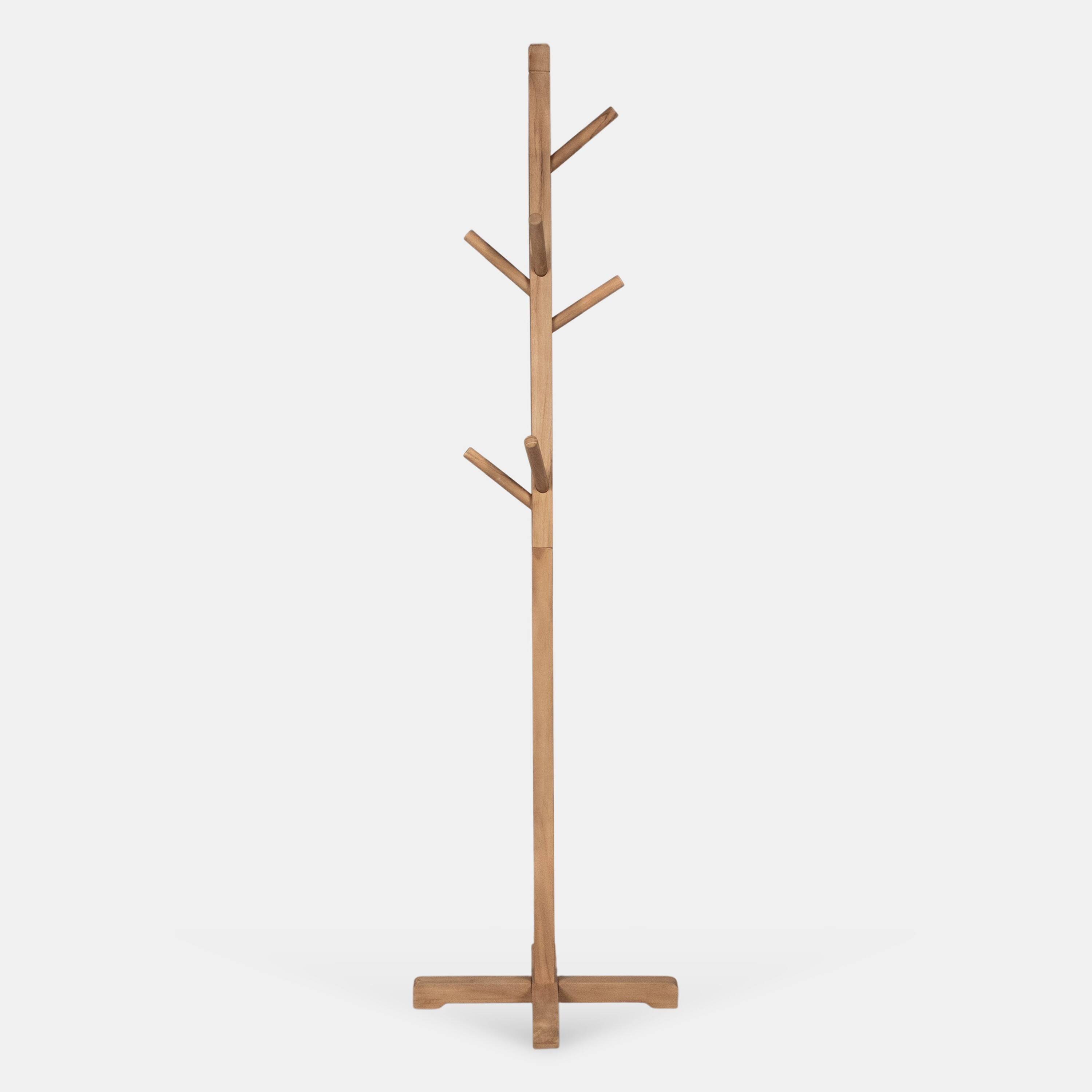 Front. Manhattan Lane - Hiya Freestanding Hat, Coat Rack, 8 Branch Hooks, 72 Inch - Natural Brown.
