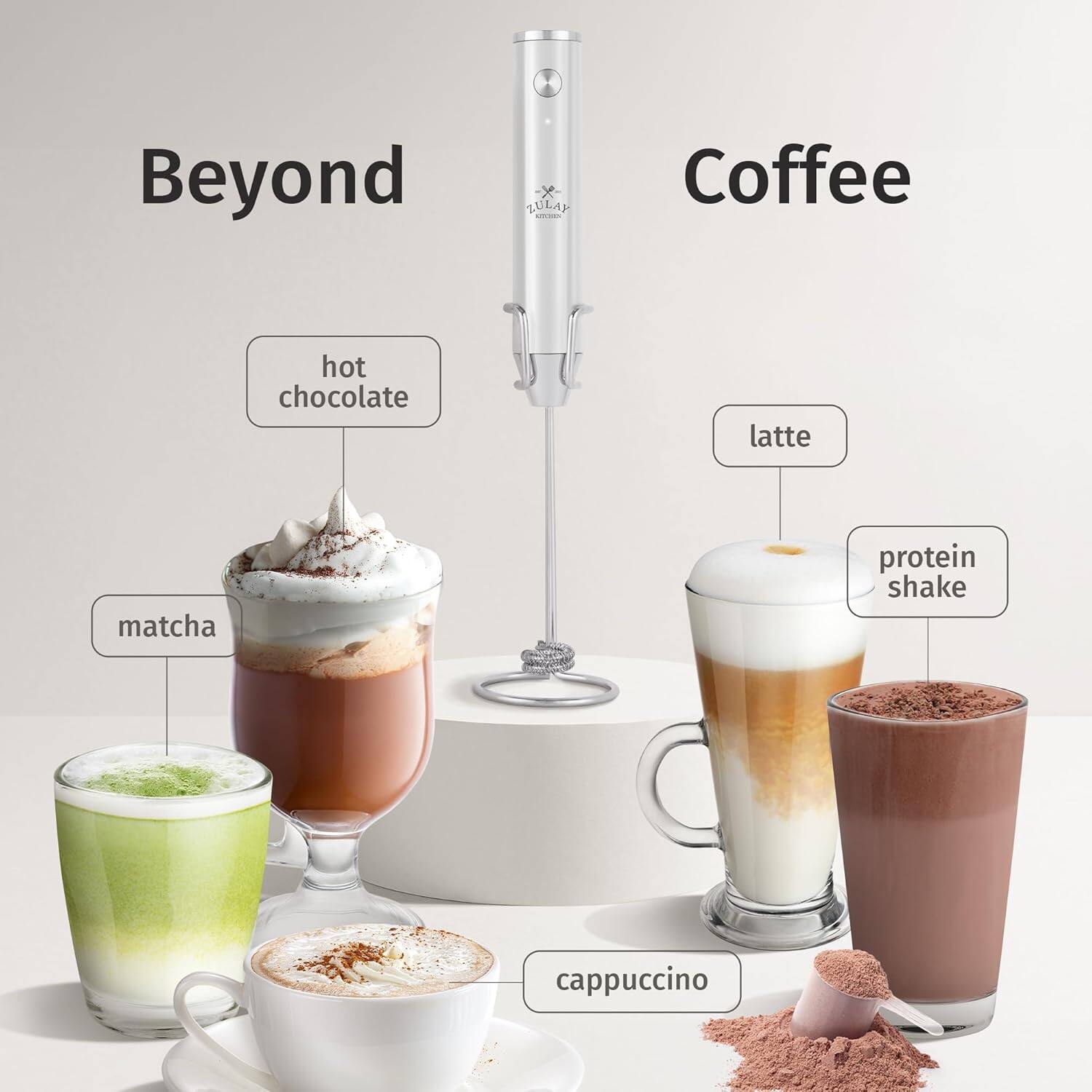 Beyond
- hot chocolate
- matcha
- cappuccino
Coffee
- latte
- protein shake