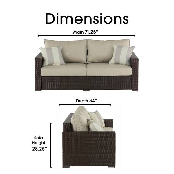 Dimensions  
Width 71.25"  
Depth 34"  
Sofa Height 28.25"
