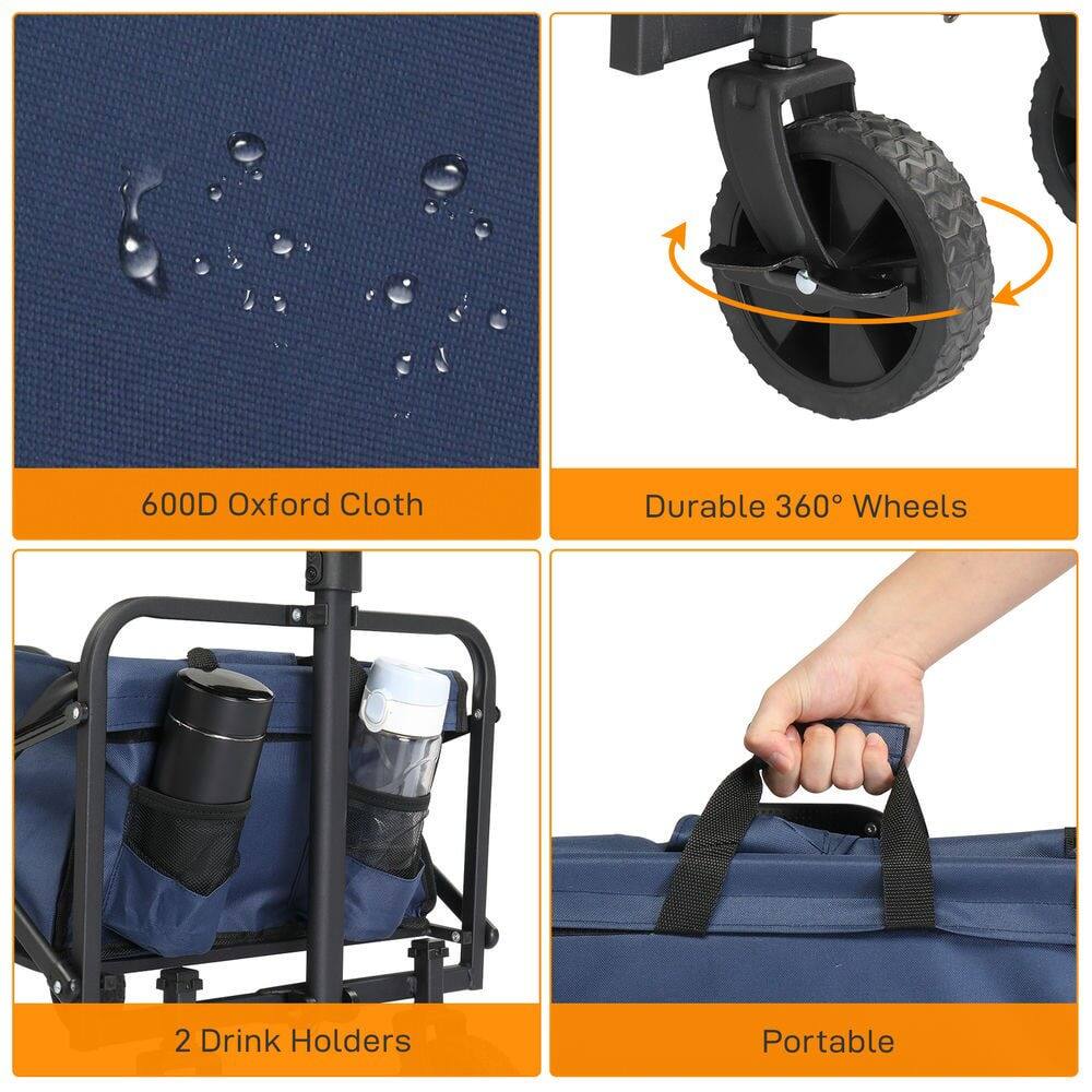 - 600D Oxford Cloth
- Durable 360° Wheels
- 2 Drink Holders
- Portable