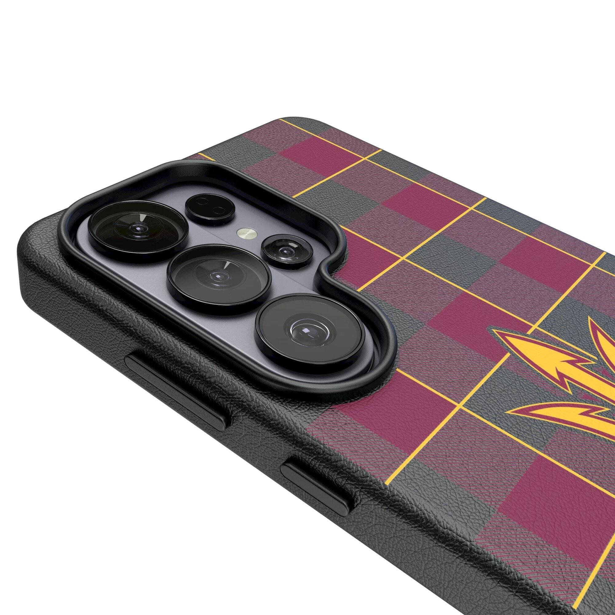Alt View 2. Keyscaper - Arizona State Sun Devils Plaid Galaxy Magnetic Bump Case - S25 - Black.