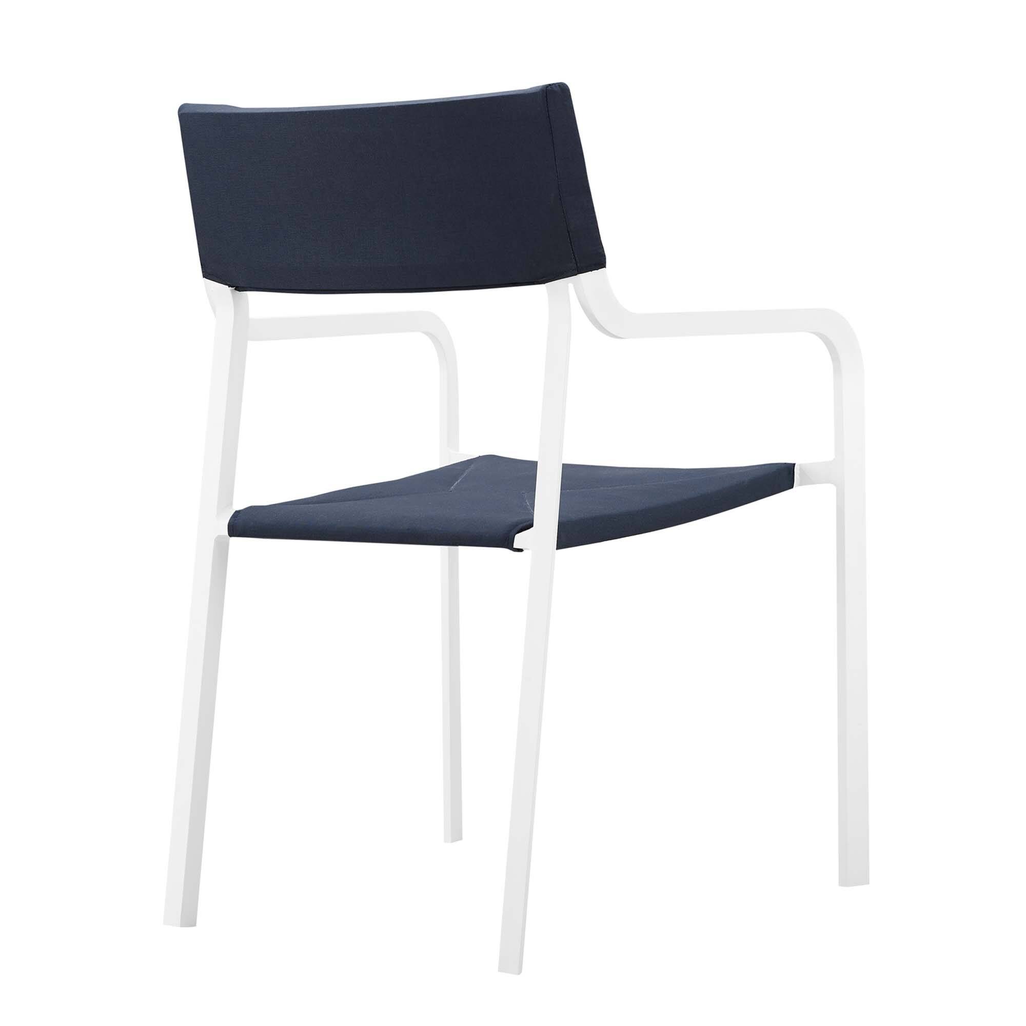 Alt View 1. Modway - Raleigh Stackable Outdoor Patio Aluminum Dining Armchair by Modway - White Navy.
