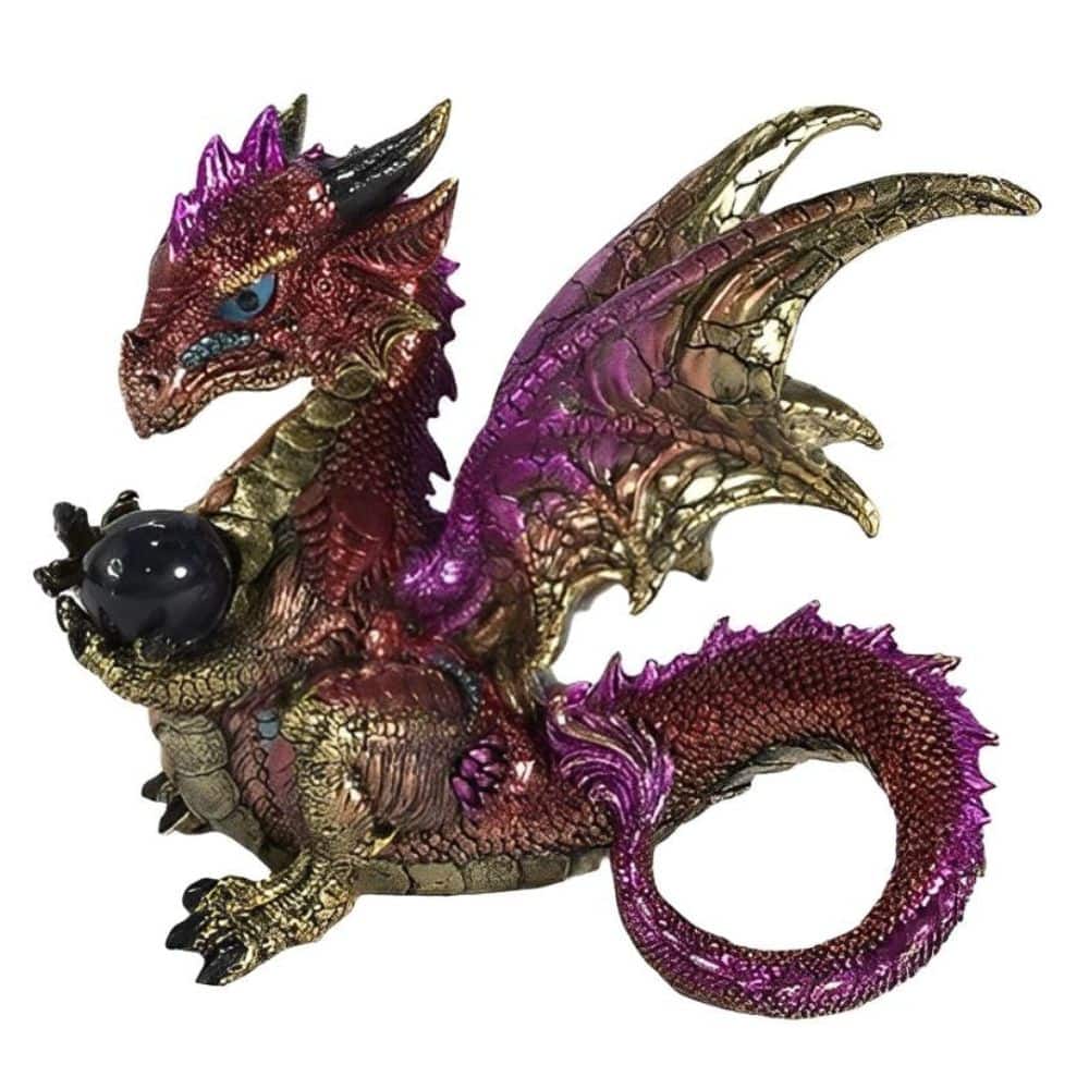 FC Design - 8.5"W Dragon Guarding Crystal Figurine Statue Office/Computer Desk Tabletop Medieval Gaming Home Decor Gift - Multi-Color
