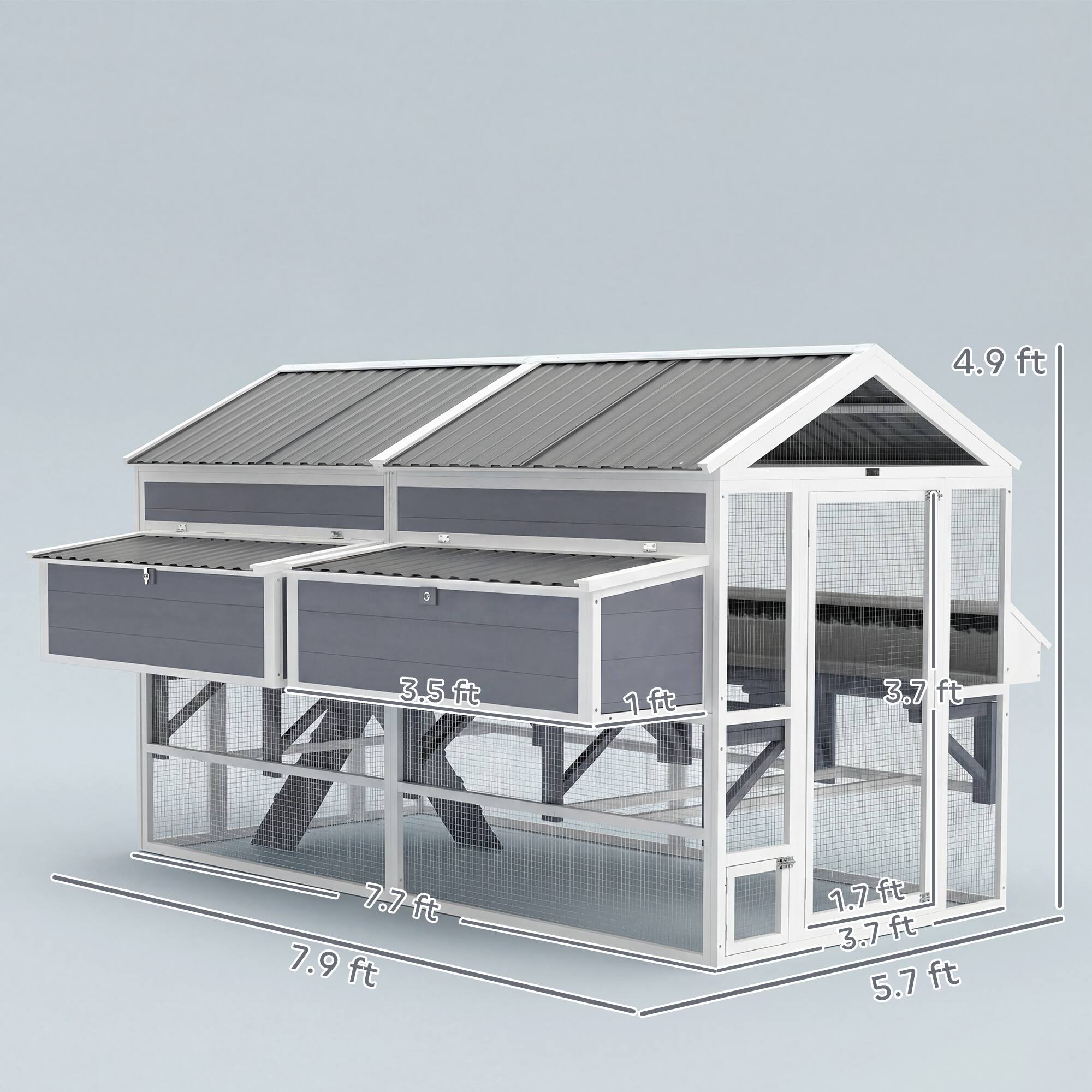 Pawhut Chicken Coop, Outdoor Hen House with 2 Feeders, 2 Nesting Boxes ...