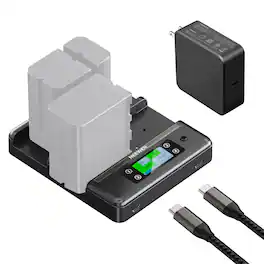 Neewer - 4-Channel NP-F Series Charger, PD100W Fast, OLED Display, NW-F4R - Black