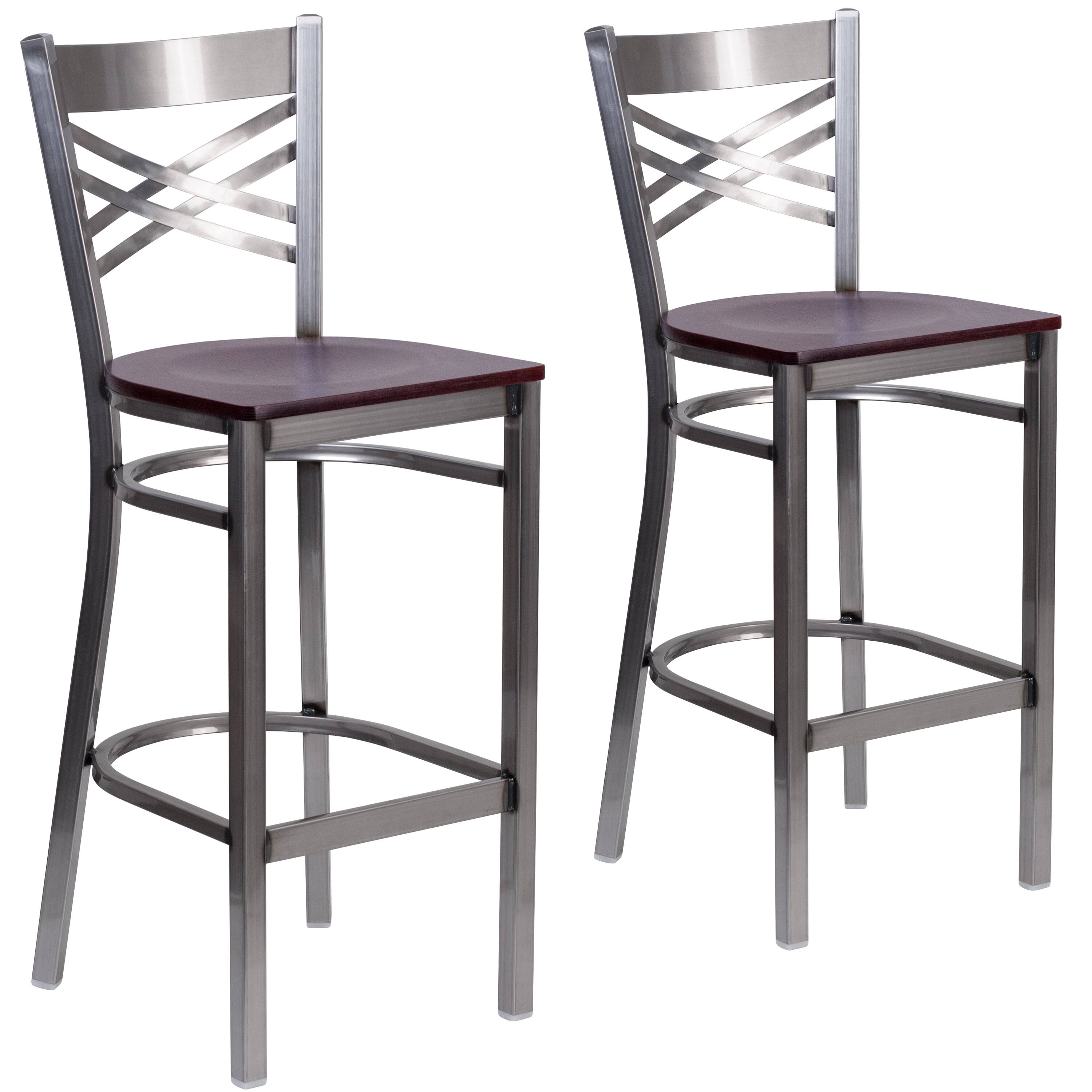 Mahogany Wood Seat/Clear Coated Metal Frame