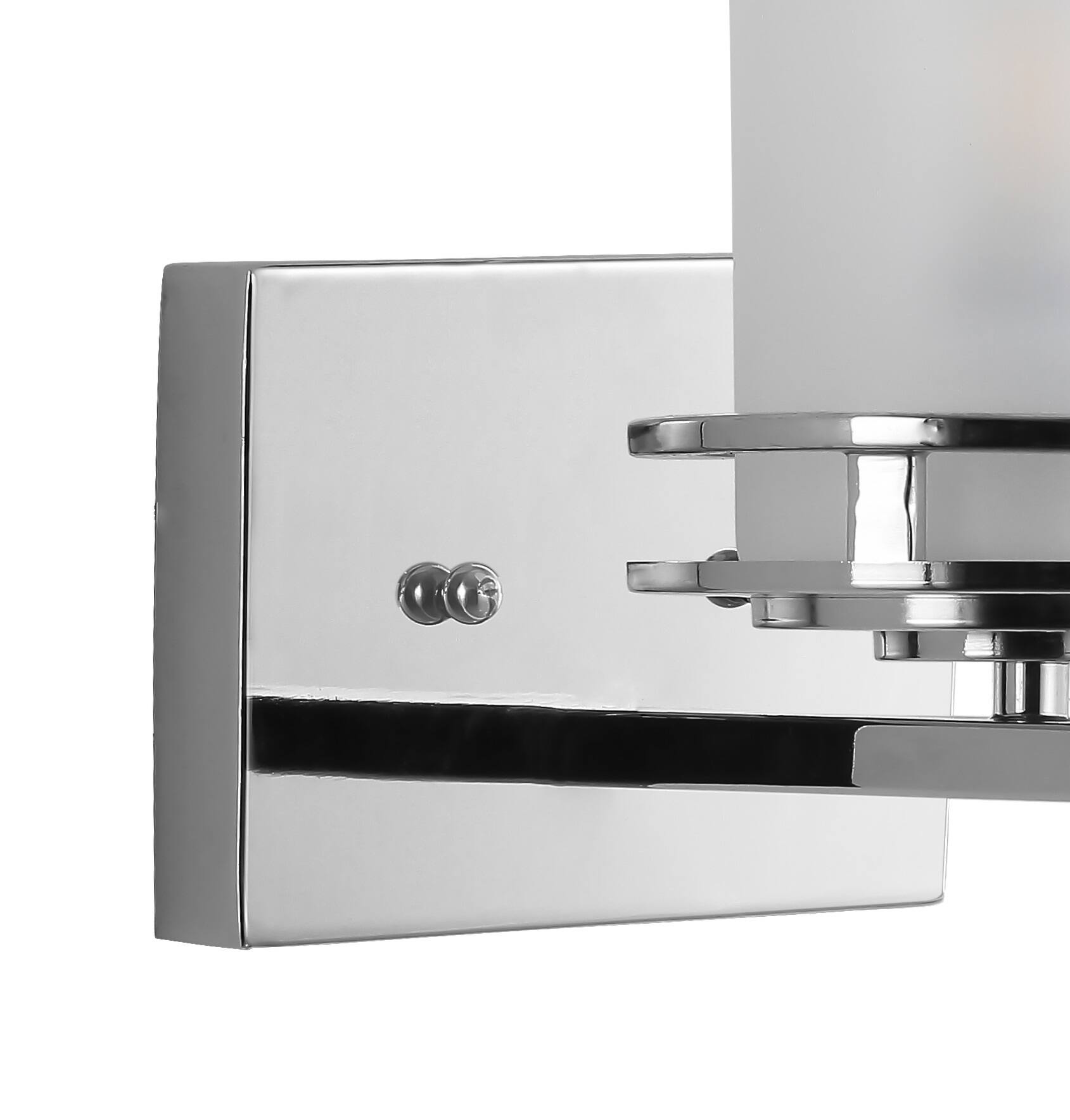 Alt View 5. Jonathan Y - Fairfax 7.13" 1-Light Metal/Frosted Glass Contemporary Glam LED Vanity Light, Chrome - Chrome.