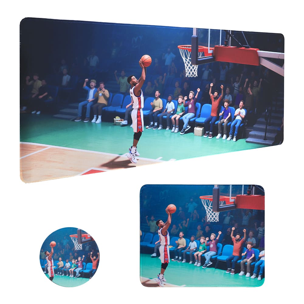 Oumilen - Basketball Gaming Mouse Pad,35.4"×15.7" Oversized Extended Desk Mat with Non-Slip Base - Black