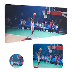 Front. Oumilen - Basketball Gaming Mouse Pad,35.4"×15.7" Oversized Extended Desk Mat with Non-Slip Base - Black.