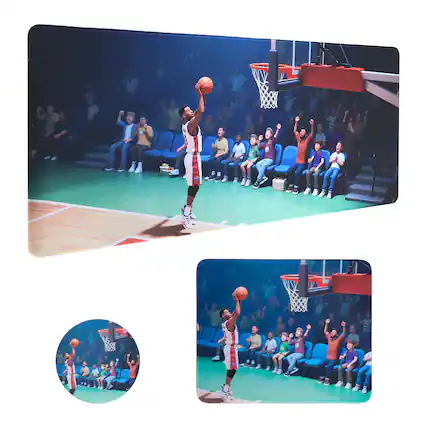 Front. Oumilen - Basketball Gaming Mouse Pad,35.4"×15.7" Oversized Extended Desk Mat with Non-Slip Base - Black.