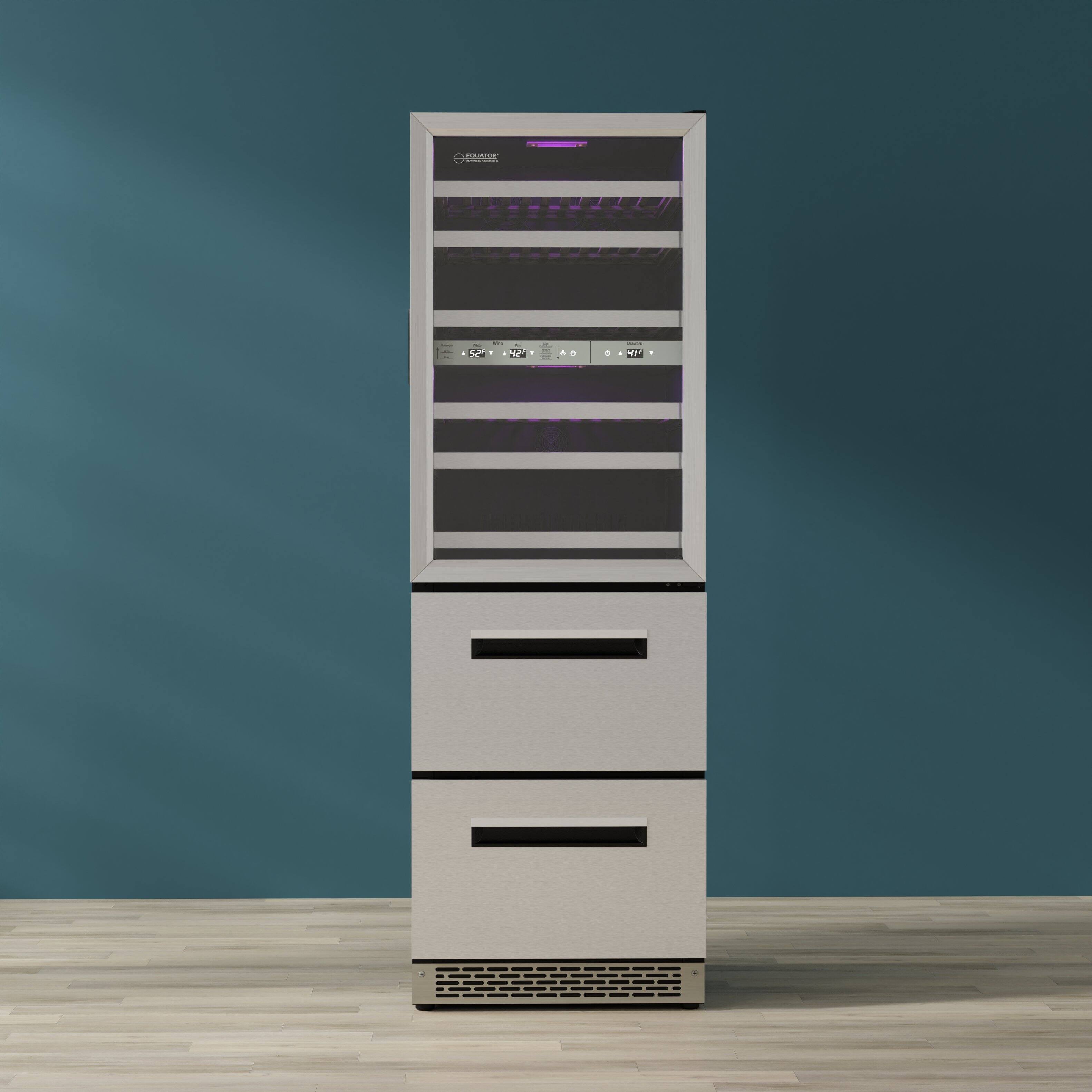 Alt View 10. Equator - Equator Connoisseurs Club 3-Zone 84 Bottle Wine Refrigerator+2 Drawers 110V - Silver.