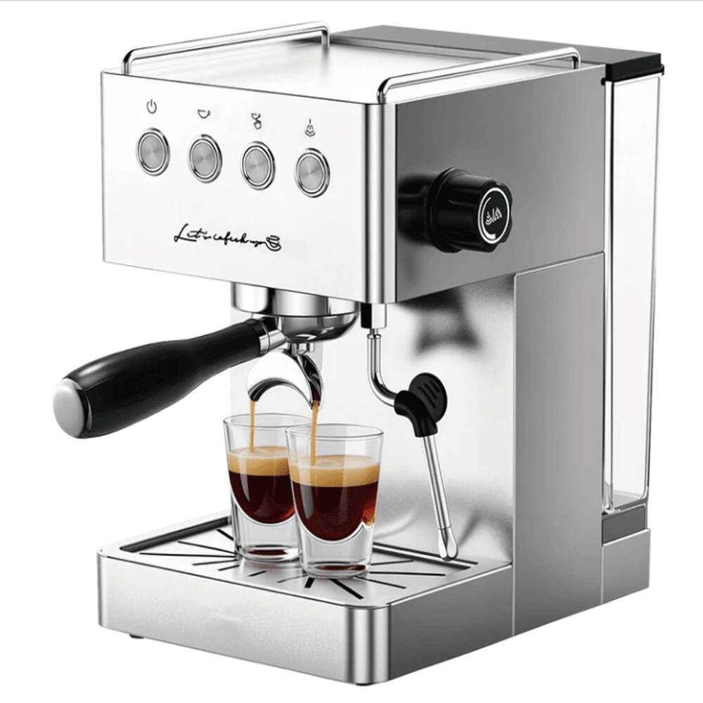 Angle. Plum Chef - Semi Automatic Espresso Machine 15 Bar 1500W Coffee Maker with Steam Wand 1.7L Water Tank Stainless Steel - Stainless Steel.