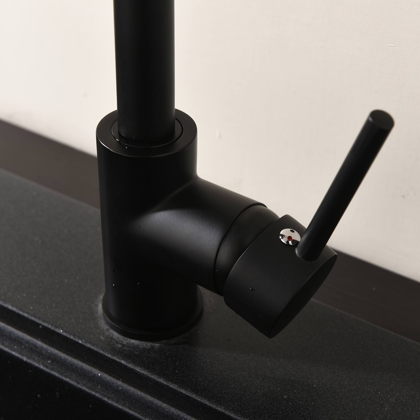 Back. Siljoy - Kitchen Faucet Single Handle Stainless Steel Commercial Single Hole Bar Sink Faucet Matte Black - Black.