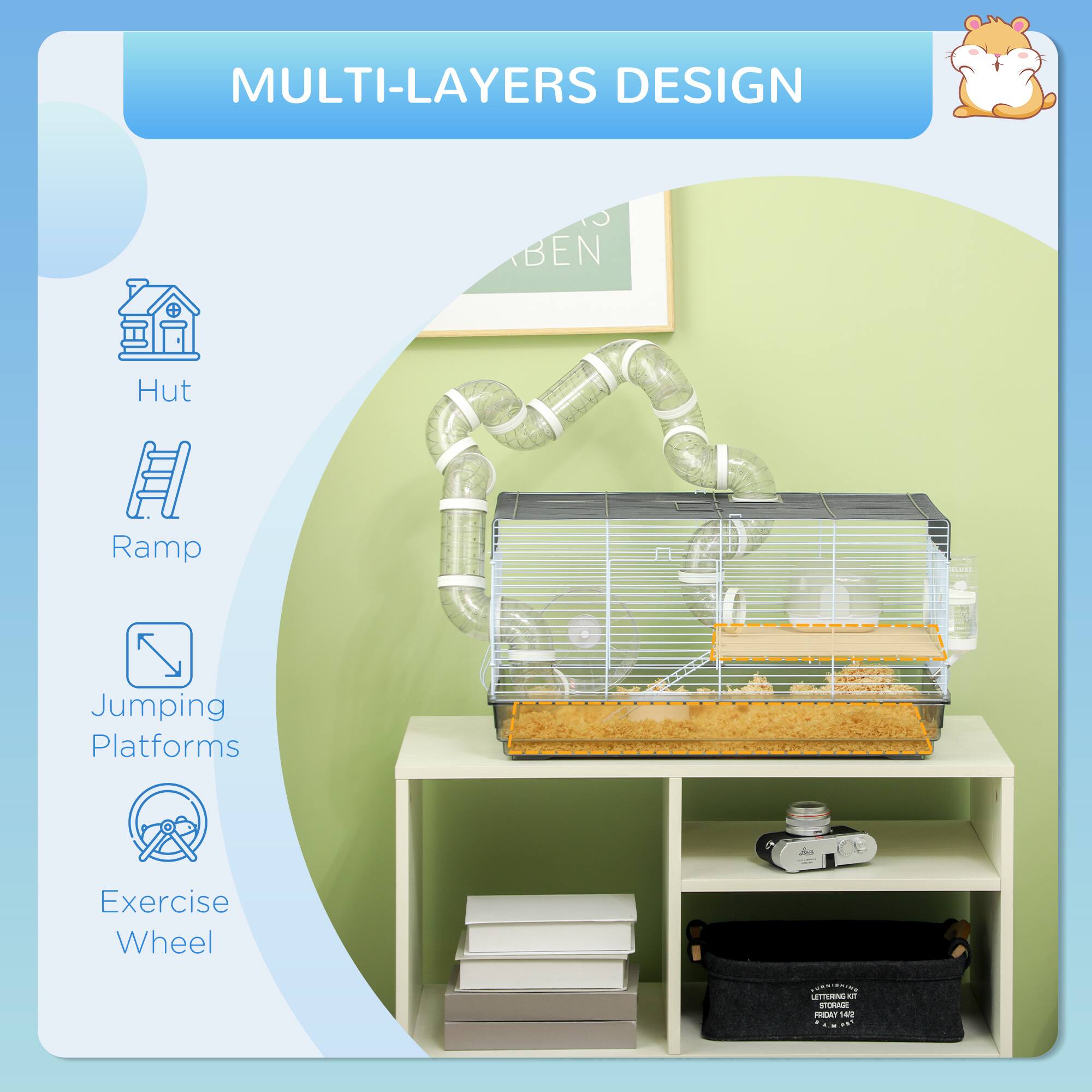 MULTI-LAYERS DESIGN

- Hut
- Ramp
- Jumping Platforms
- Exercise Wheel