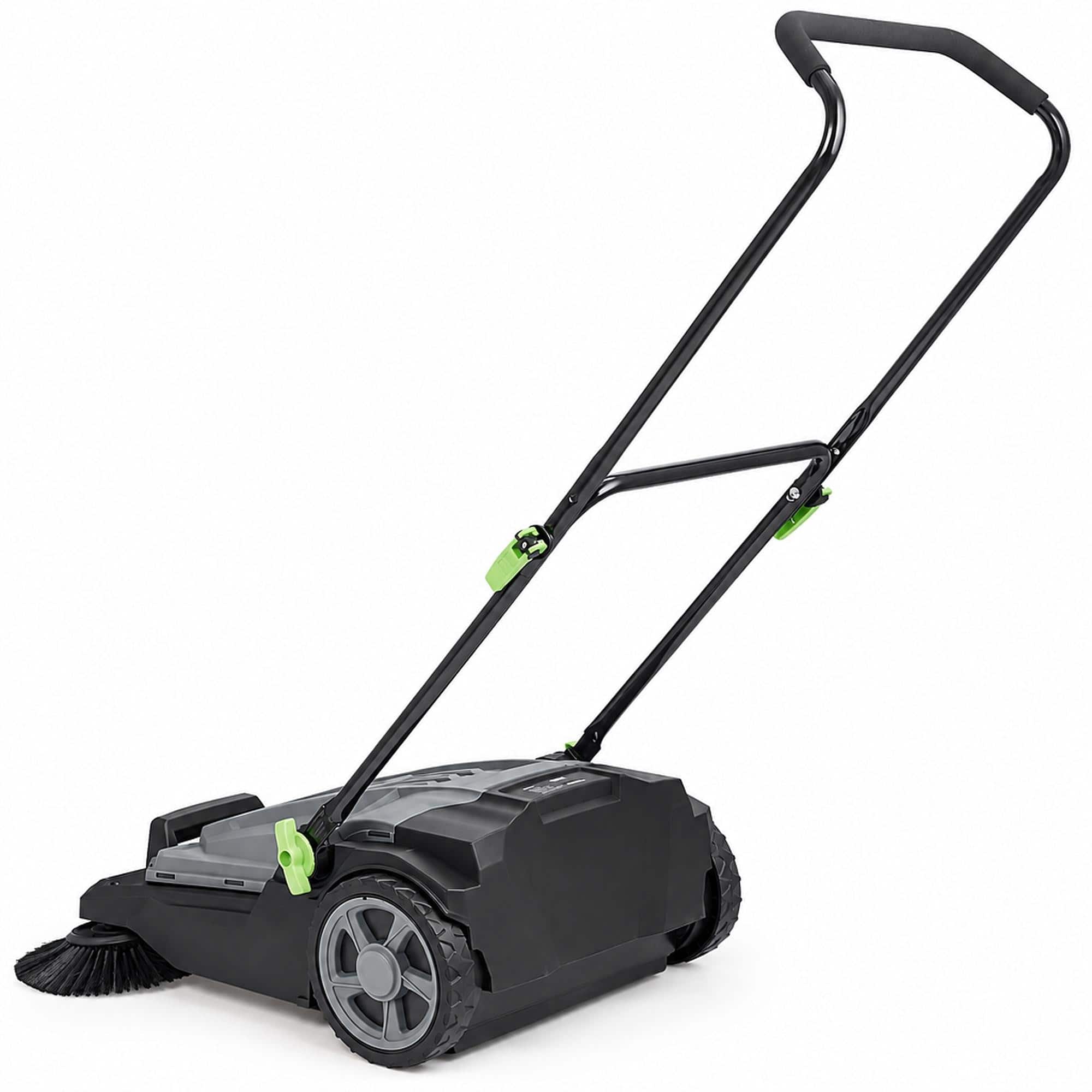RYHNUYNE - VEVOR Walk-Behind Hand Push Floor Sweeper, 25.6 in Sweeping Width, 5-Gallon Waste Container, Folding Handle, Manual - Gray