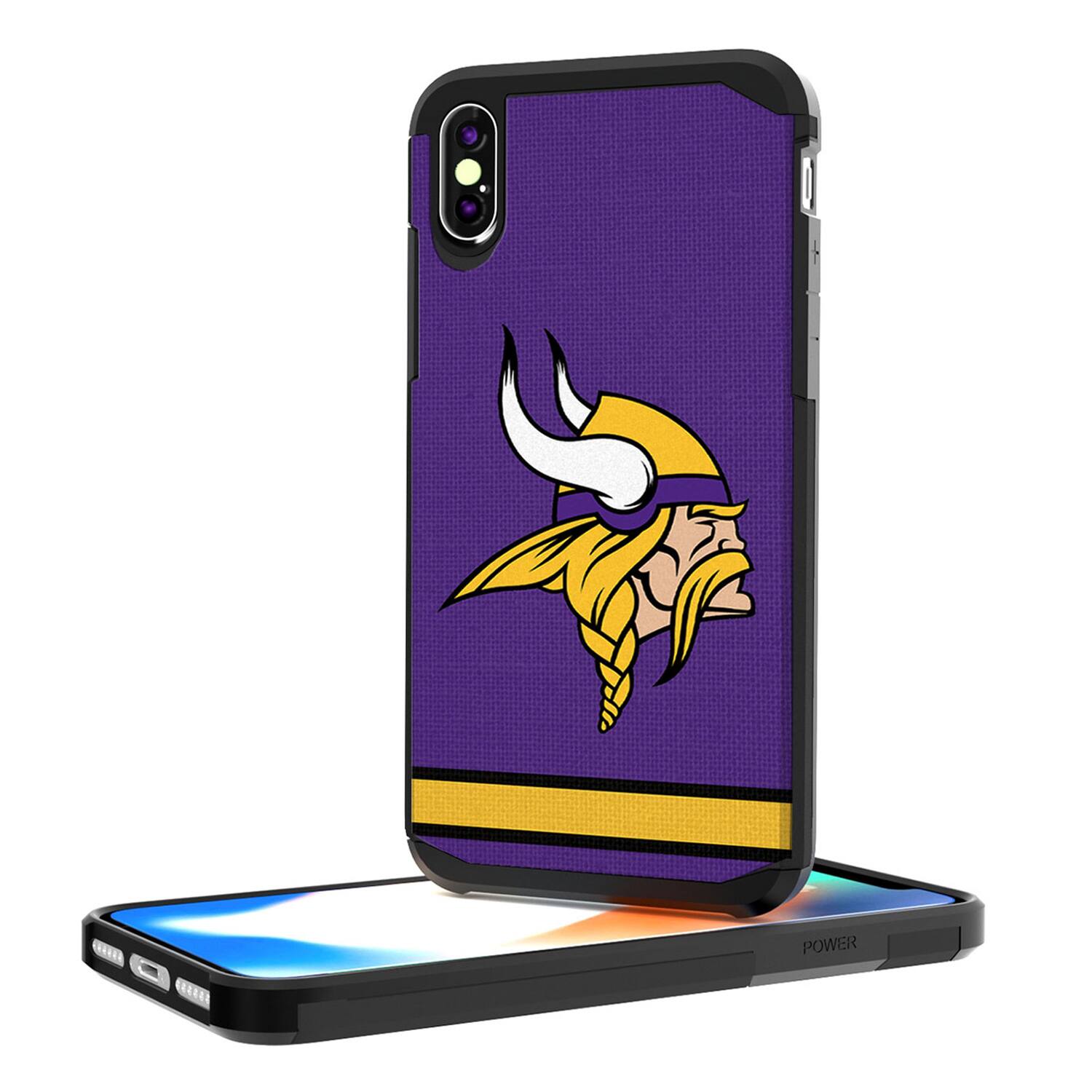 Alt View 2. Keyscaper - Minnesota Vikings iPhone Rugged Stripe Design Case - 13 - Multicolor.