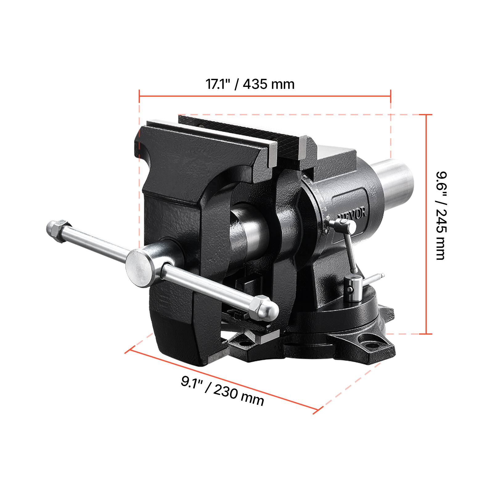 17.1" / 435 mm  
9.6" / 245 mm  
9.1" / 230 mm
