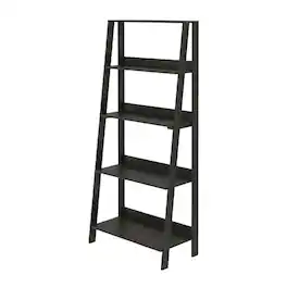FurniFact - 5-Tier Ladder Bookcase with Display Shelves and Wood Construction - Espresso