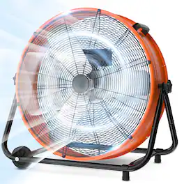 Nordic Hygge - 24 in. High-Velocity 3-Speed Industrial Drum Fan with Wheels and Adjustable Tilt in Orange