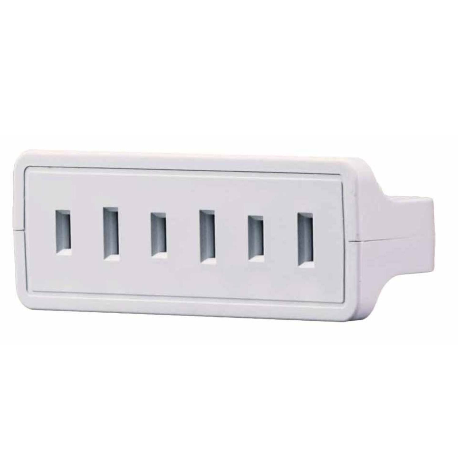 Back. Home Collection - 2 Pack Swivel 3-Outlet Wall Plug Tap Indoor Power Adapter - White.