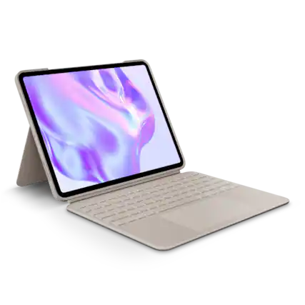 Front. Logitech - Combo Touch for iPad Pro 13-inch (Latest Model)(M4 & M5 chip) Keyboard Case with Detachable Keyboard and Trackpad - Sand.