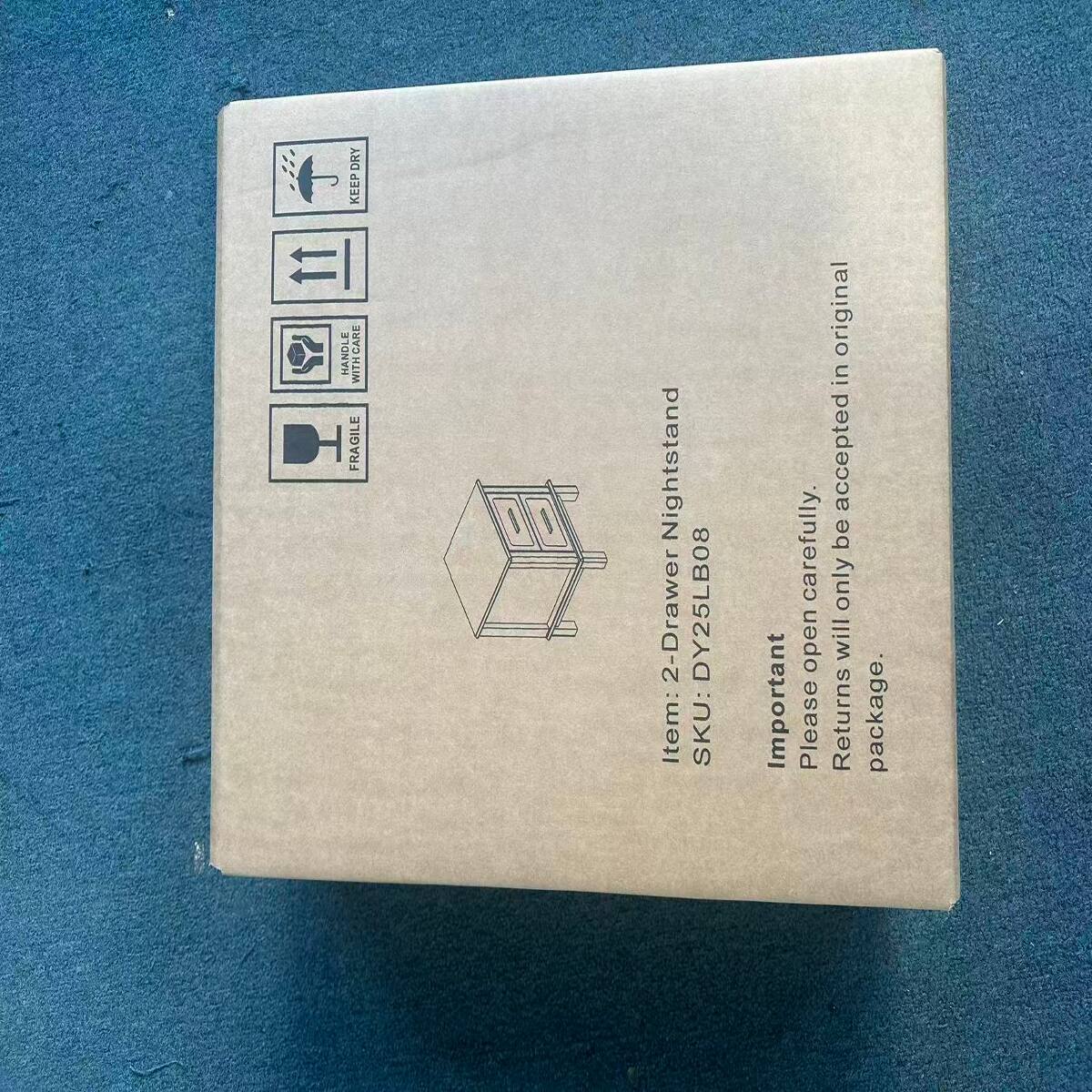 - Keep Dry
- Handle with Care
- Fragile

Nightstand 2-Drawer Item: DY25LB08 SKU:

Important
Please open carefully. Returns will only be accepted in original package.