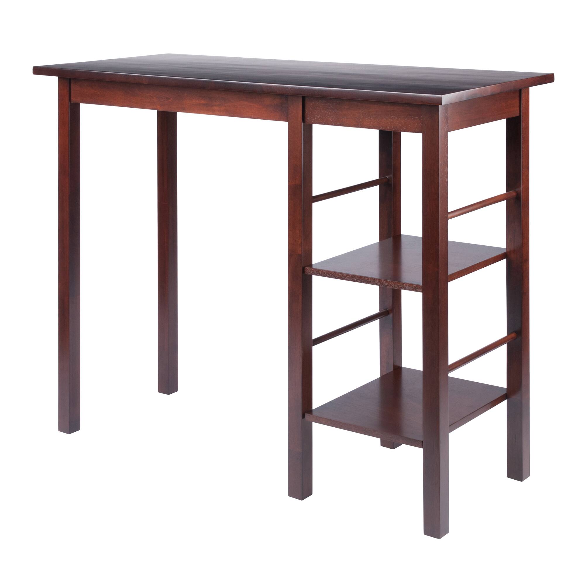 Front. Winsome Wood - Egan Breakfast Kitchen Island with Shelves - Walnut.