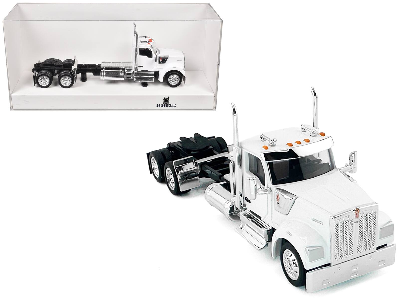 HO Logistics Replicas - Kenworth W990 2-Axel Day Cab 1/87 (HO) Plastic Model Car by HO Logistics - White