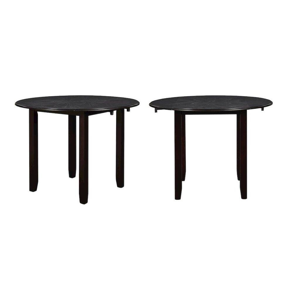 Alt View 3. FurniFact - Brown Drop Leaf Table and Chairs Set, Compact Round Dining Table with 2 Chairs - Brown.