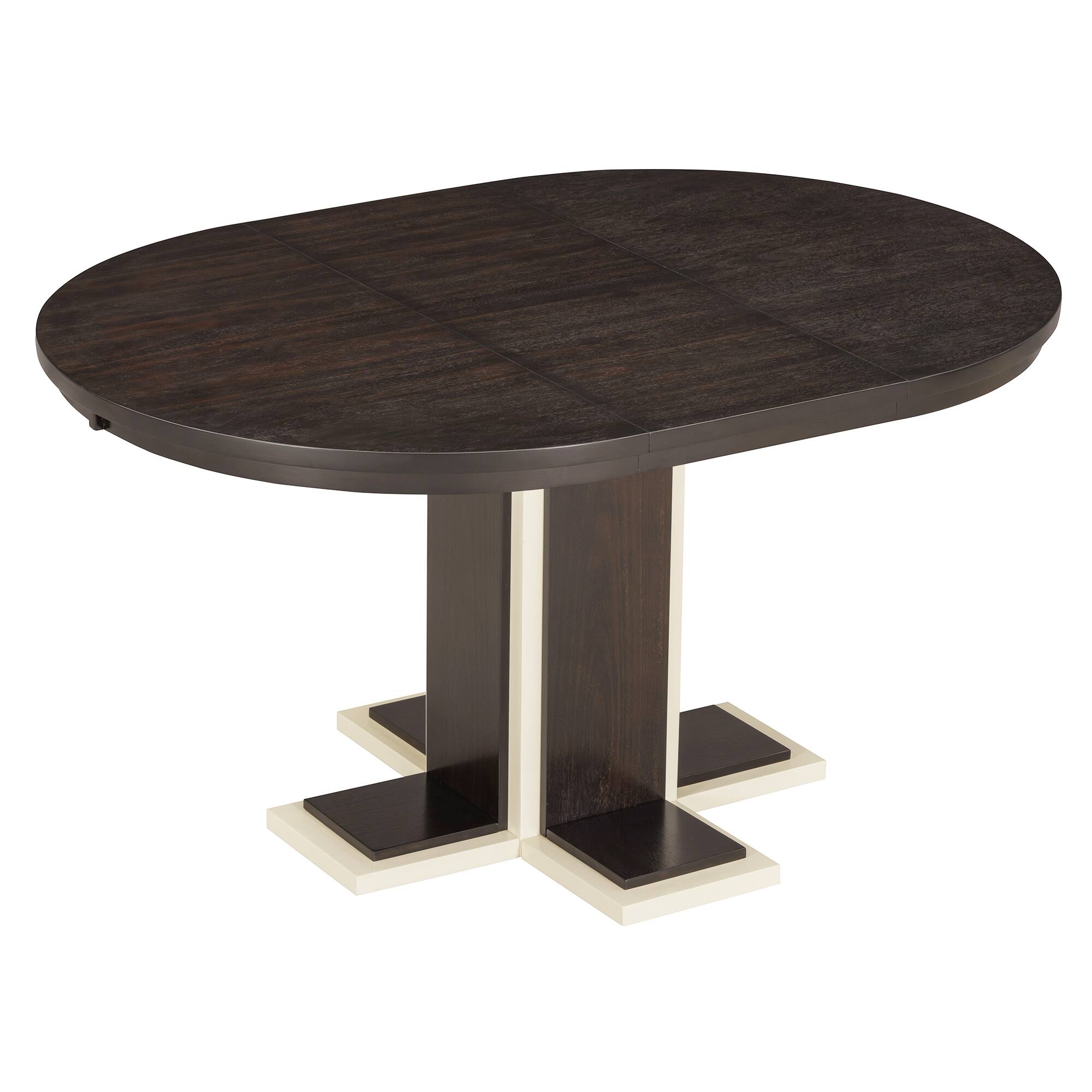 Alt View 4. Tiramisubest - 42"-58" Oval Extendable Dining Table with Middle Leaf for 6, Retro Solid Wood Round Dining Table (Espresso) - Espresso.