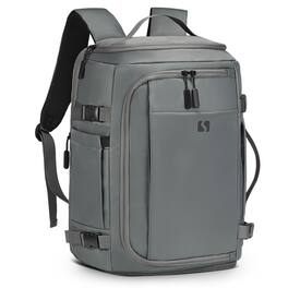Unique Bargains - 35L Travel Backpack 17" Laptop Backpack W/USB-C Port Expandable Carry-On Bag TSA Flight Approved Water-Resistant - Gray
